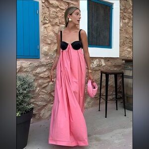 NWT Commense Splice Bra Halter Open Back Dress